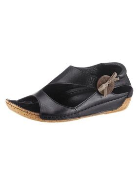Volks Walkers Black Leather Cut-Out Sandals | 40